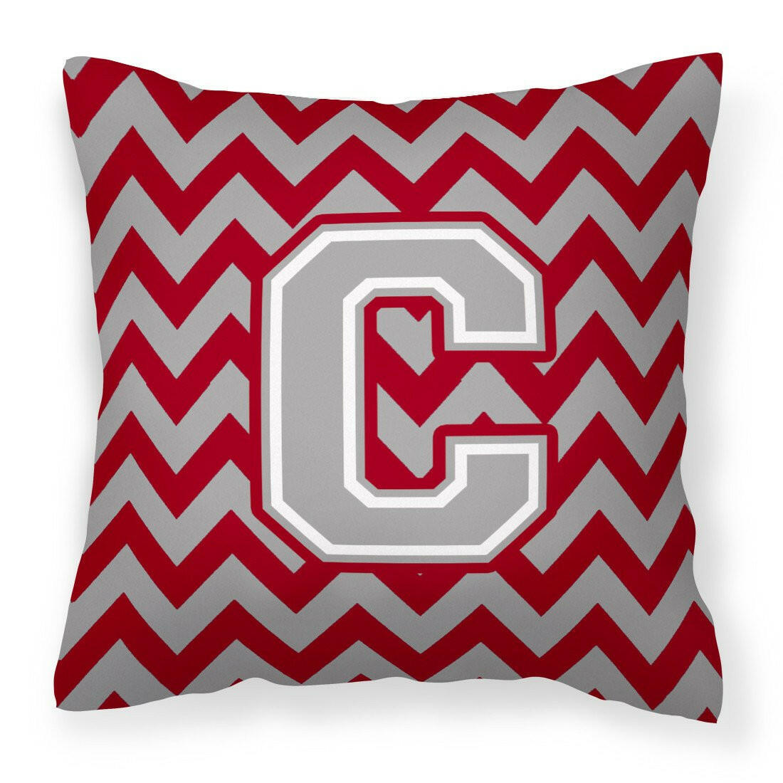 Letter C Chevron Crimson and Grey   Fabric Decorative Pillow CJ1043-CPW1414 - the-store.com