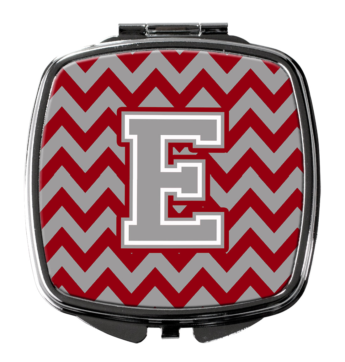 Letter E Chevron Crimson and Grey   Compact Mirror CJ1043-ESCM  the-store.com.