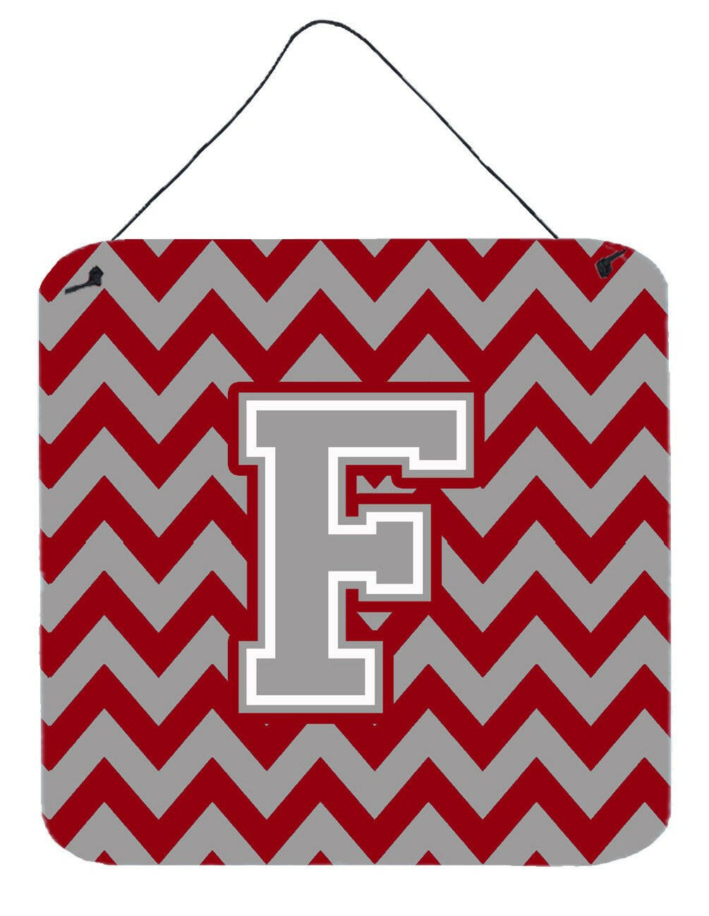 Letter F Chevron Crimson and Grey   Wall or Door Hanging Prints CJ1043-FDS66 by Caroline's Treasures