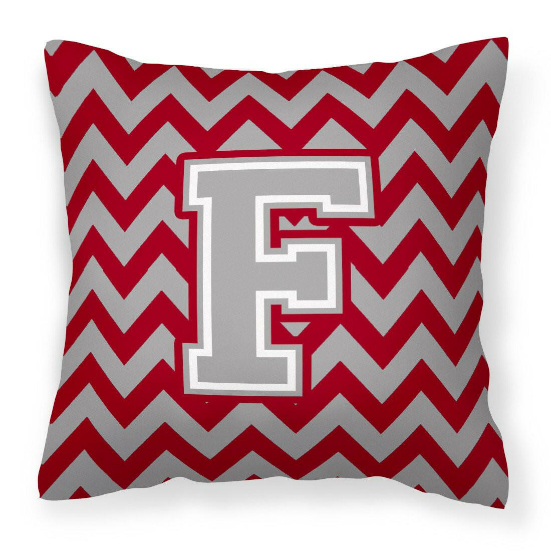 Letter F Chevron Crimson and Grey   Fabric Decorative Pillow CJ1043-FPW1414 - the-store.com