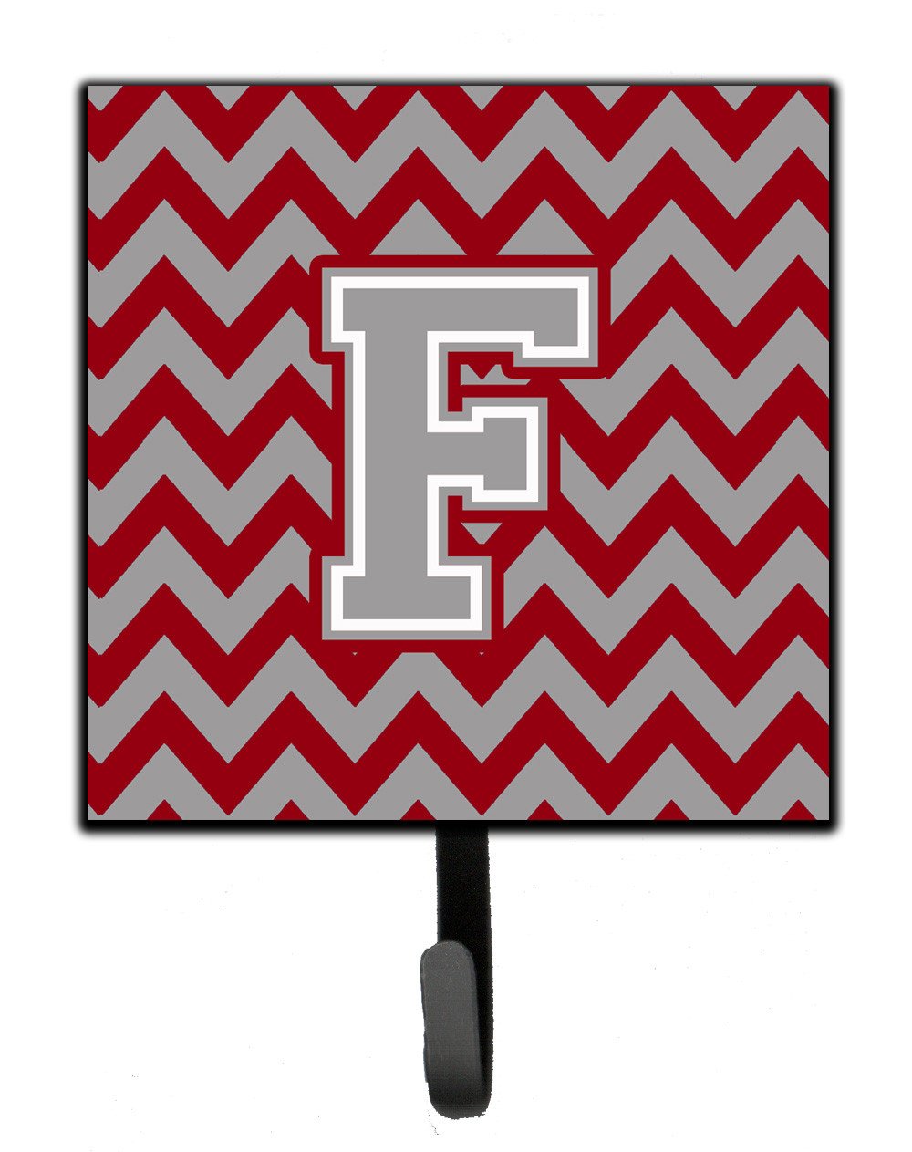 Letter F Chevron Crimson and Grey   Leash or Key Holder CJ1043-FSH4 by Caroline's Treasures