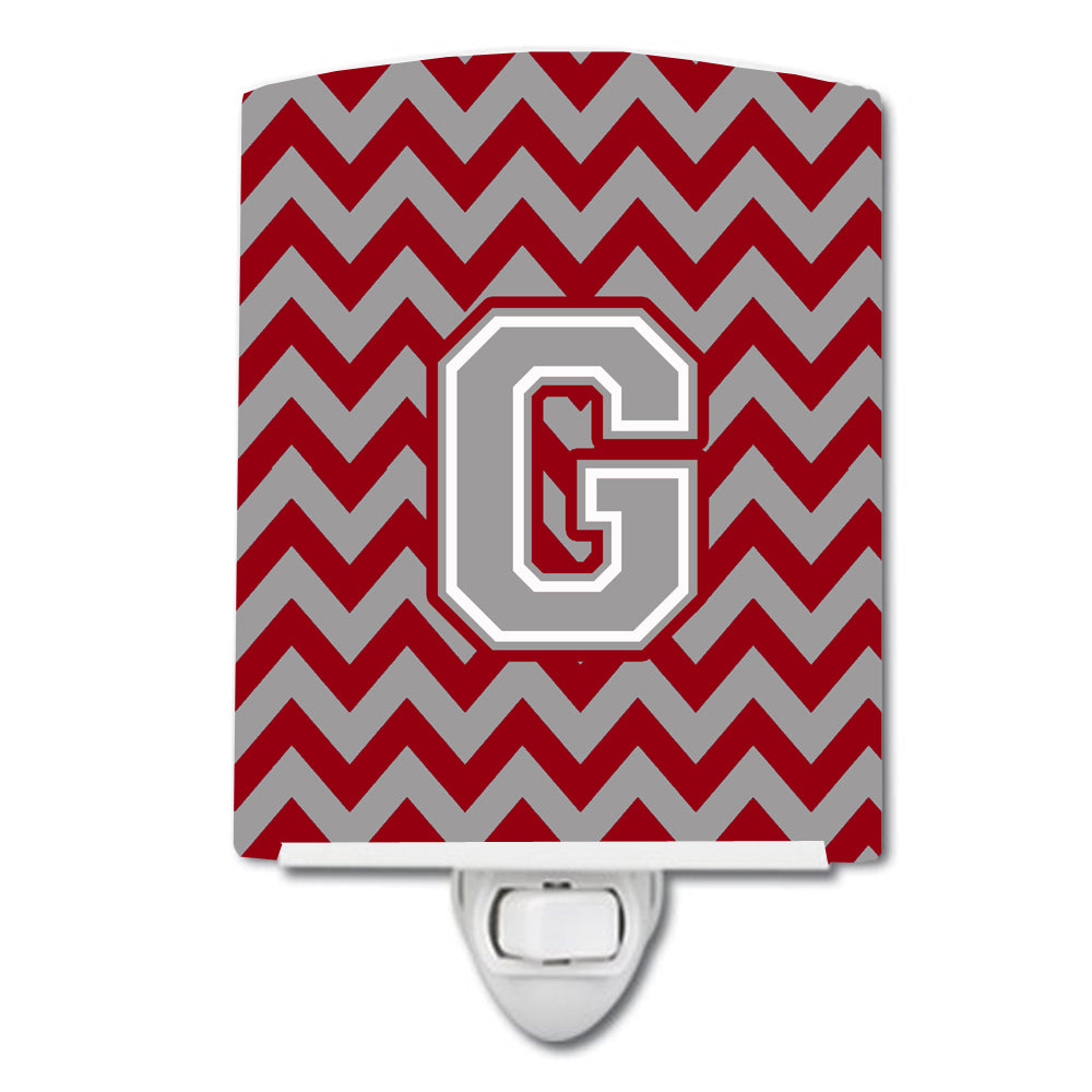 Letter G Chevron Crimson and Grey   Ceramic Night Light CJ1043-GCNL - the-store.com