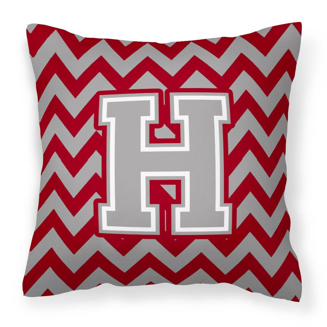 Letter H Chevron Crimson and Grey   Fabric Decorative Pillow CJ1043-HPW1414 - the-store.com