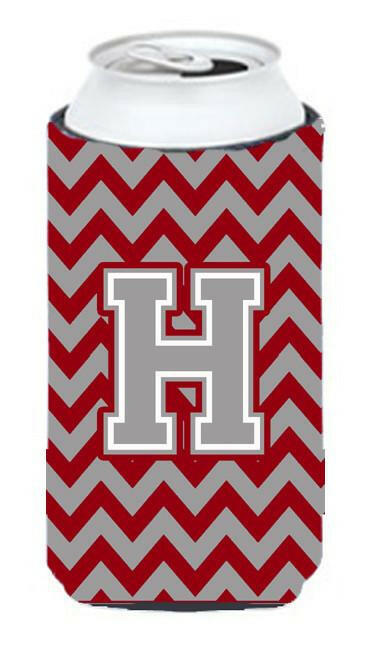 Letter H Chevron Crimson and Grey   Tall Boy Beverage Insulator Hugger CJ1043-HTBC by Caroline&#39;s Treasures