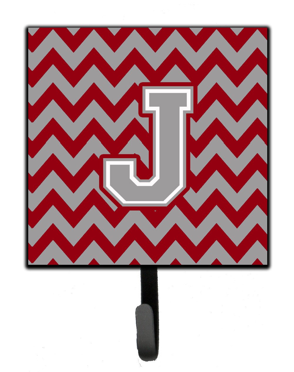 Letter J Chevron Crimson and Grey   Leash or Key Holder CJ1043-JSH4 by Caroline's Treasures