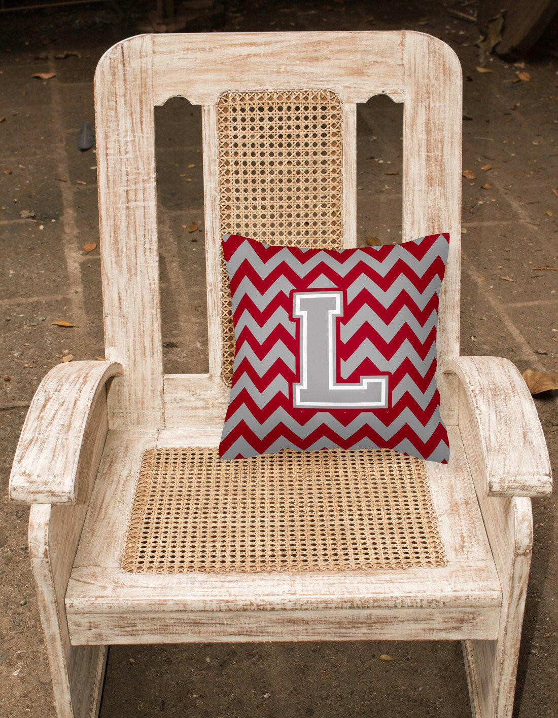 Letter L Chevron Crimson and Grey   Fabric Decorative Pillow CJ1043-LPW1414 - the-store.com