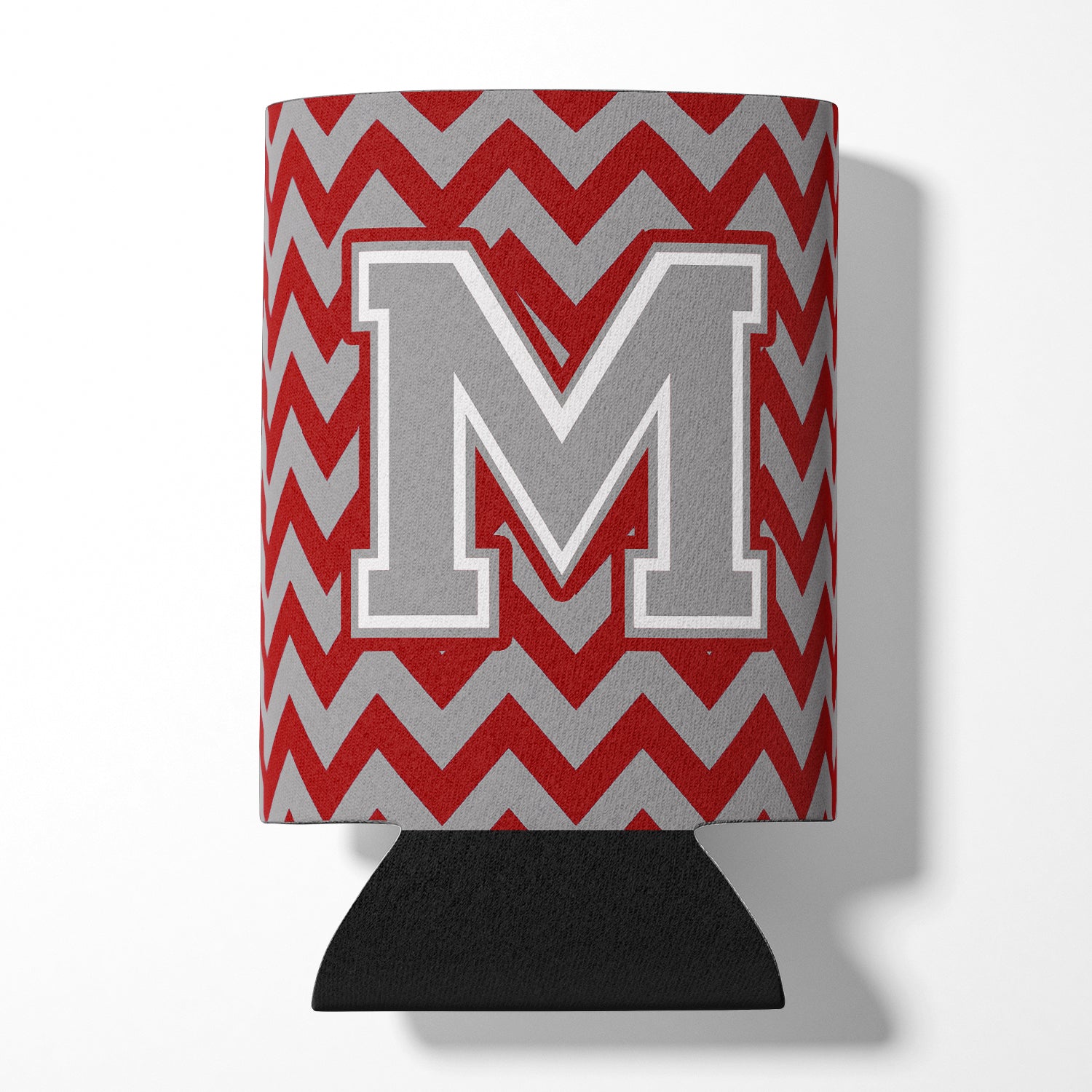 Letter M Chevron Crimson and Grey   Can or Bottle Hugger CJ1043-MCC.