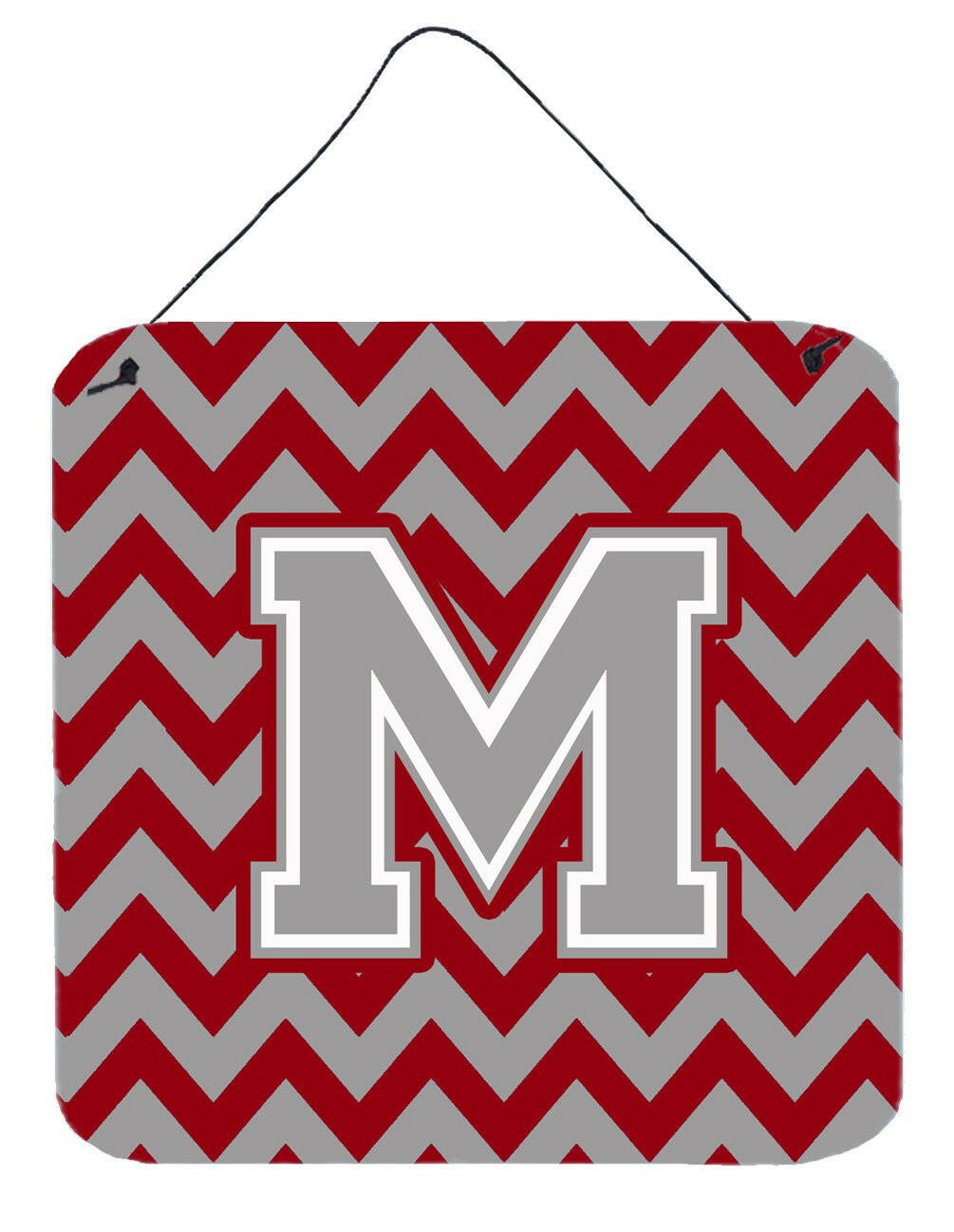 Letter M Chevron Crimson and Grey   Wall or Door Hanging Prints CJ1043-MDS66 by Caroline's Treasures