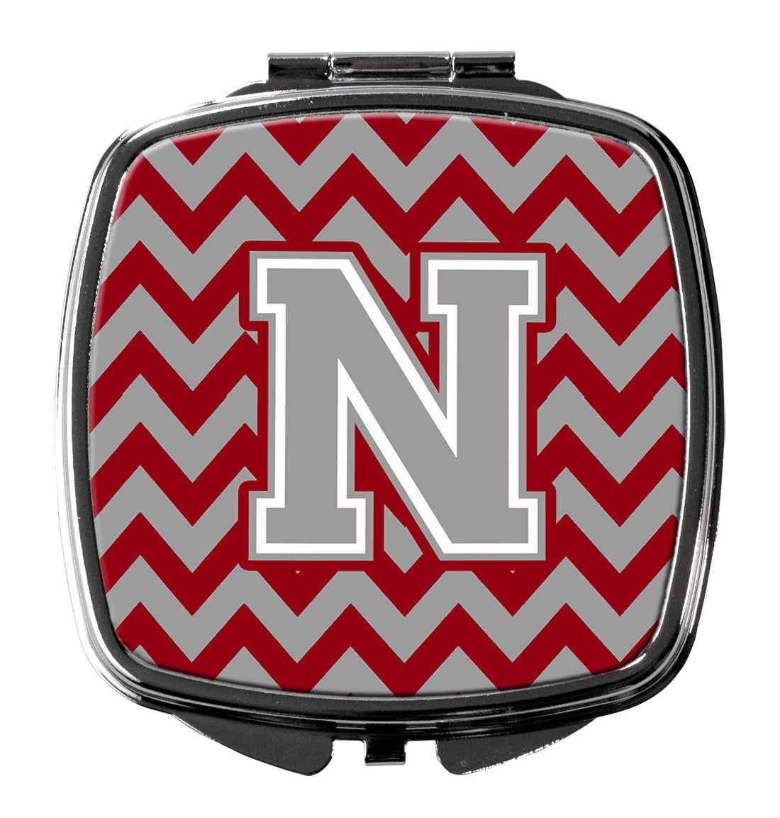 Letter N Chevron Crimson and Grey   Compact Mirror CJ1043-NSCM  the-store.com.