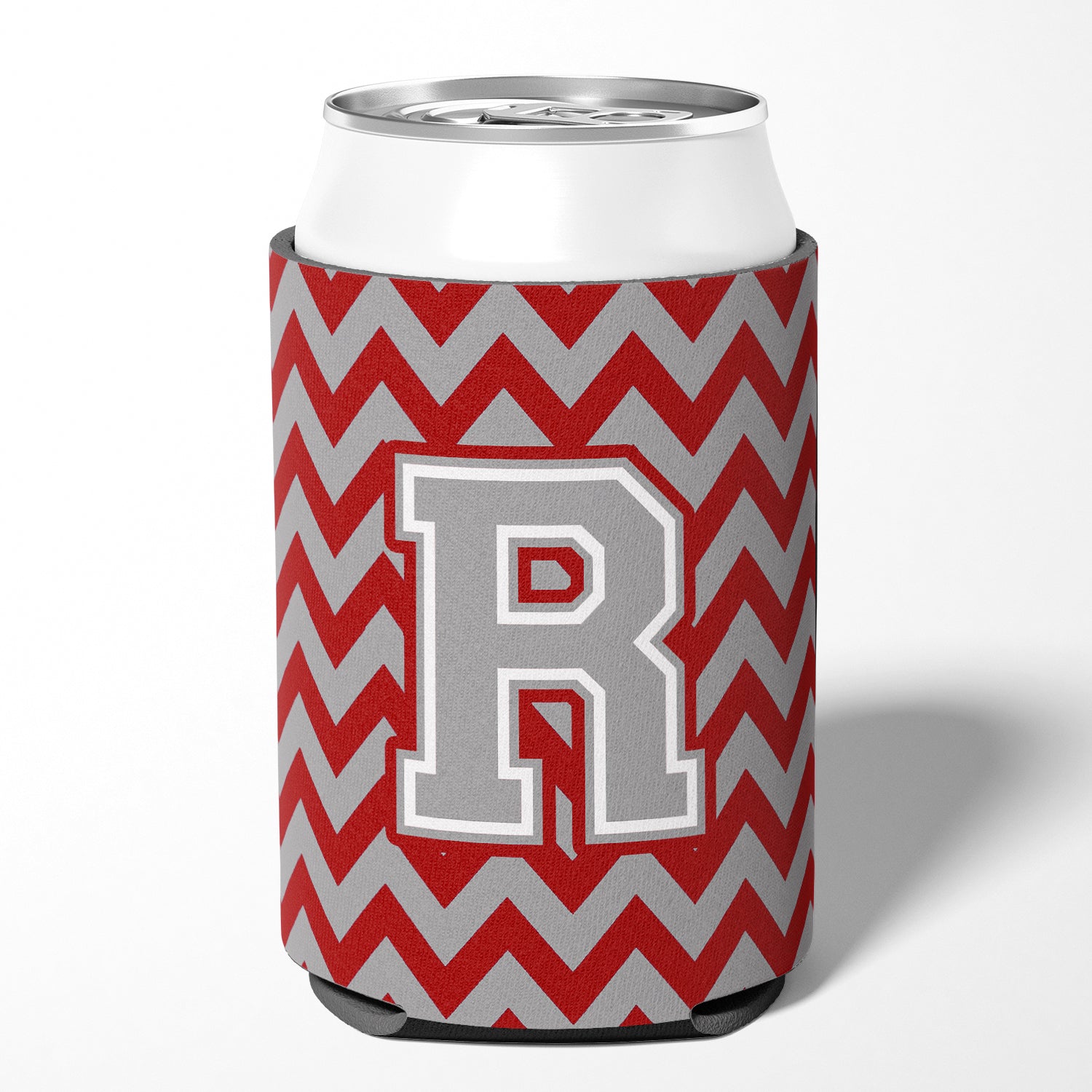 Letter R Chevron Crimson and Grey   Can or Bottle Hugger CJ1043-RCC.