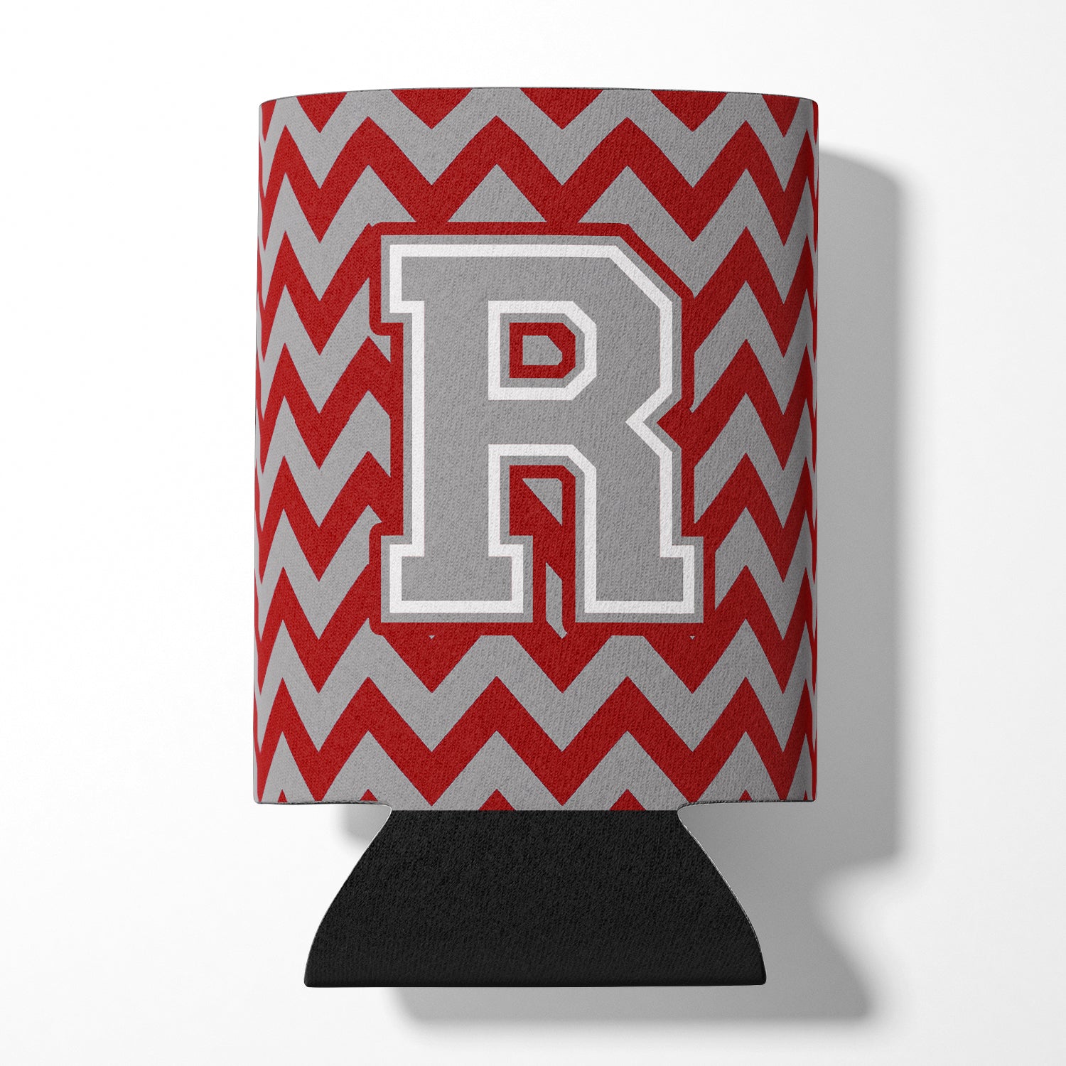 Letter R Chevron Crimson and Grey   Can or Bottle Hugger CJ1043-RCC.