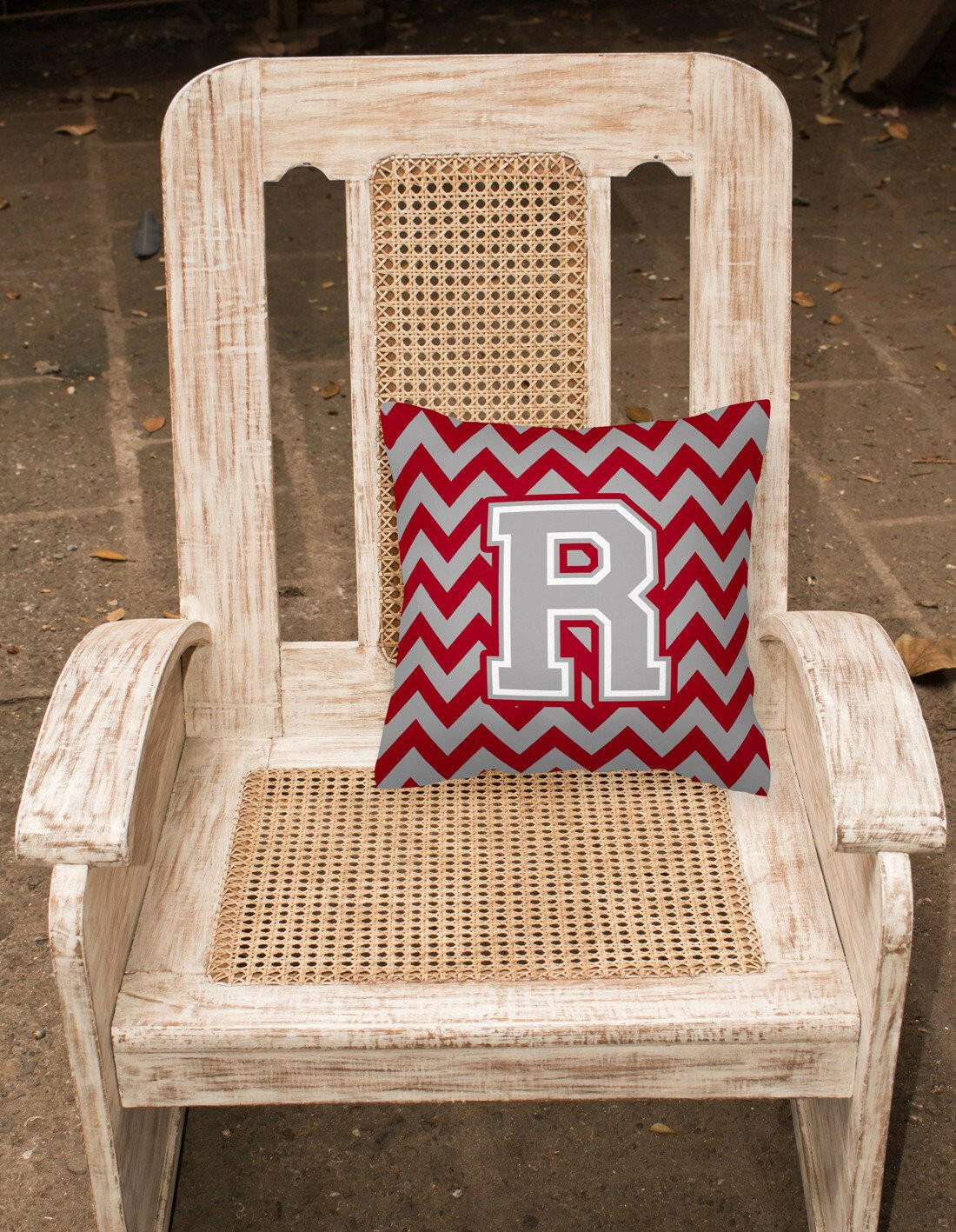 Letter R Chevron Crimson and Grey   Fabric Decorative Pillow CJ1043-RPW1414 - the-store.com