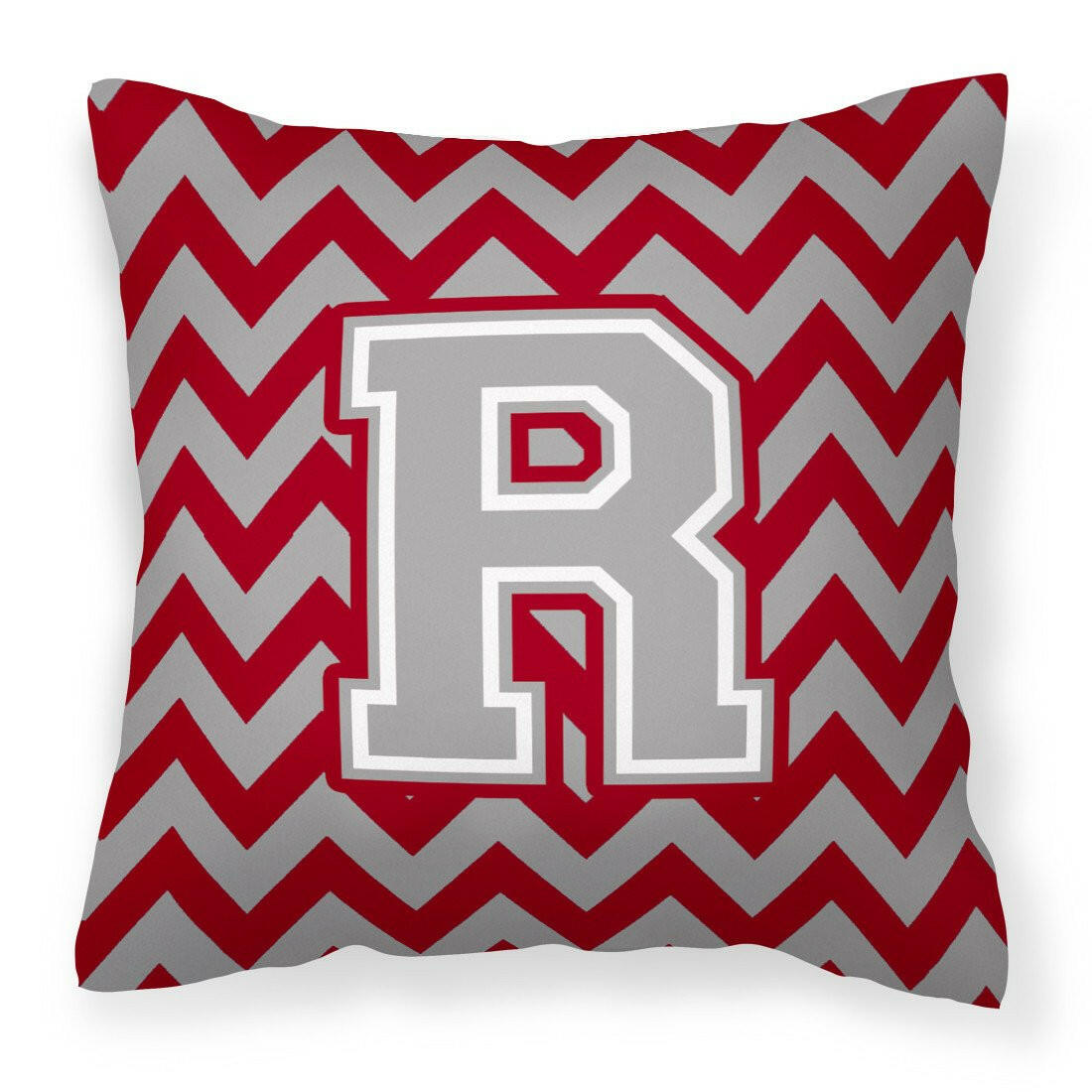 Letter R Chevron Crimson and Grey   Fabric Decorative Pillow CJ1043-RPW1414 - the-store.com