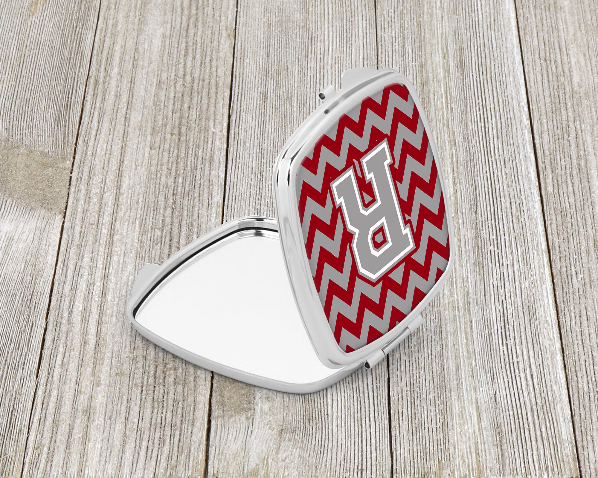 Letter R Chevron Crimson and Grey   Compact Mirror CJ1043-RSCM  the-store.com.