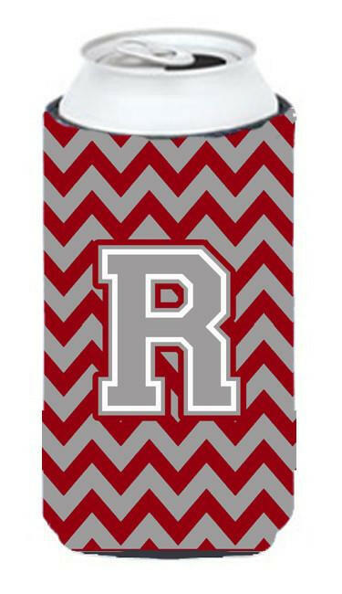 Letter R Chevron Crimson and Grey   Tall Boy Beverage Insulator Hugger CJ1043-RTBC by Caroline's Treasures