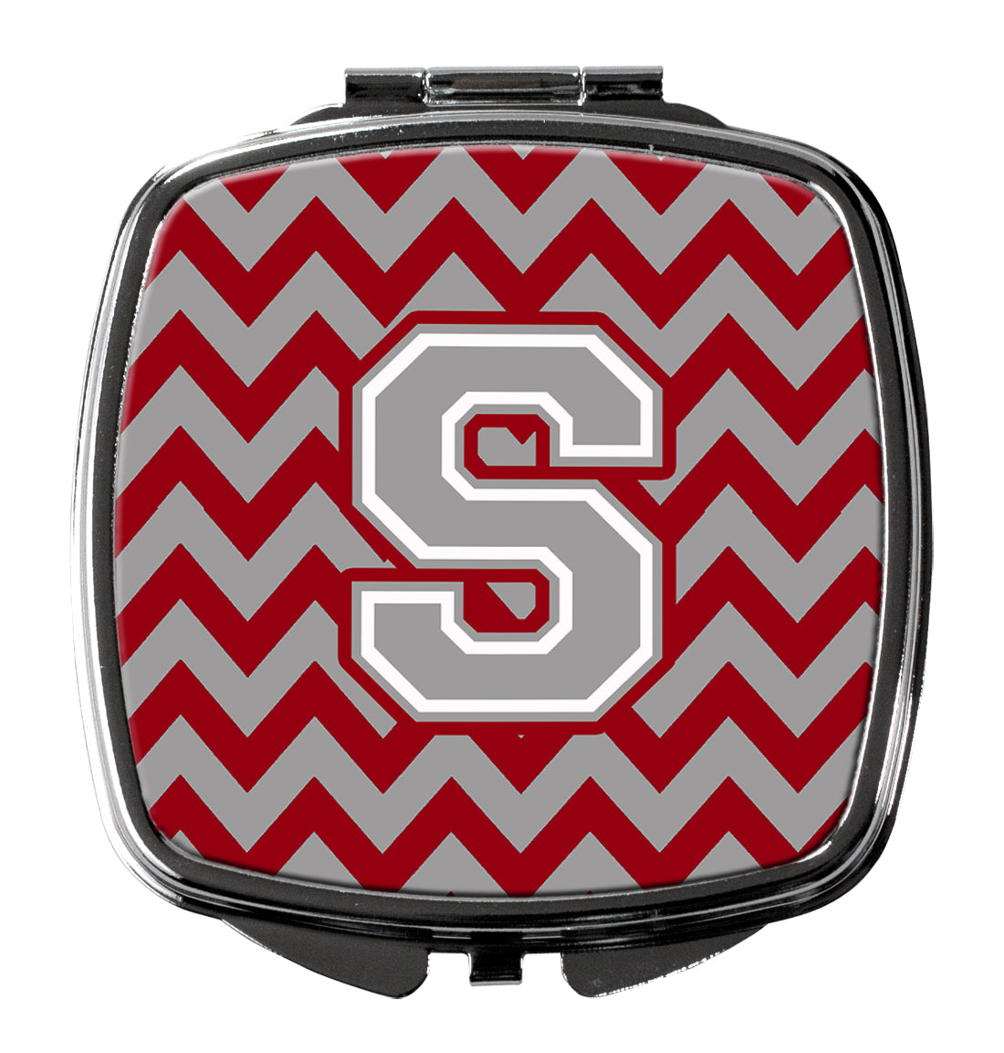 Letter S Chevron Crimson and Grey   Compact Mirror CJ1043-SSCM  the-store.com.