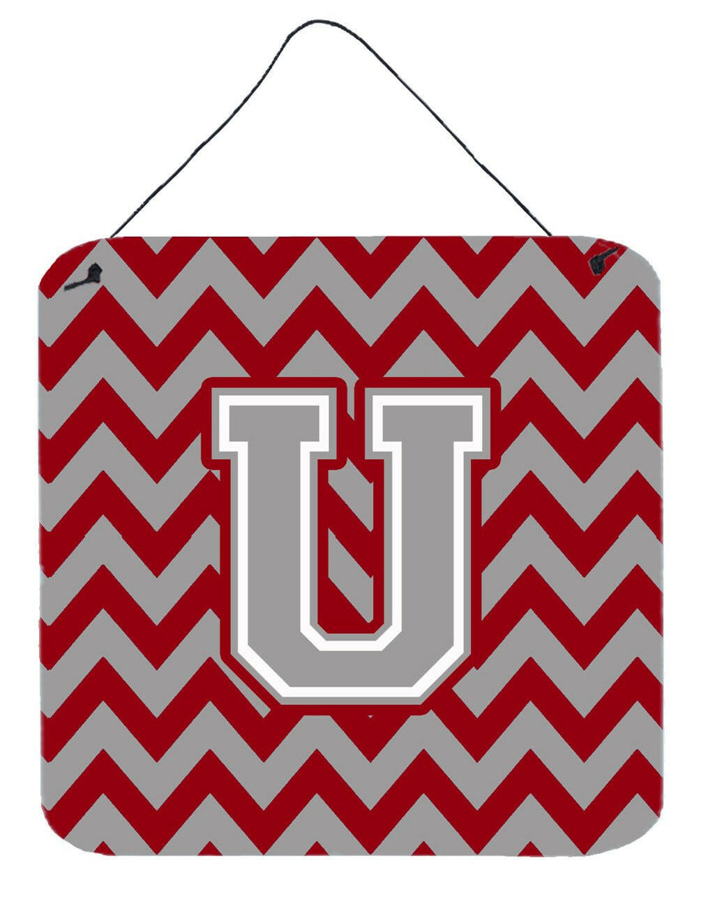 Letter U Chevron Crimson and Grey   Wall or Door Hanging Prints CJ1043-UDS66 by Caroline's Treasures