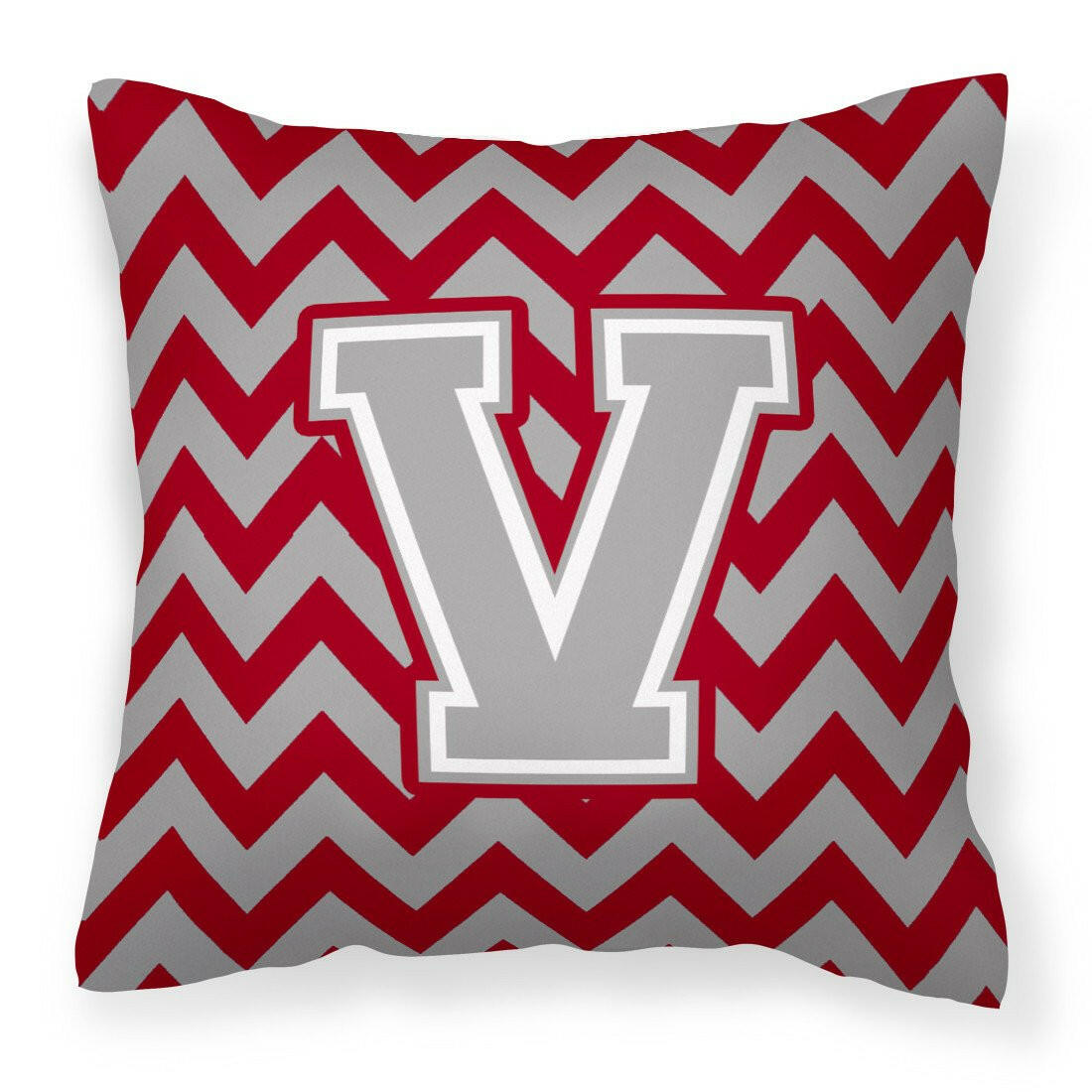 Letter V Chevron Crimson and Grey   Fabric Decorative Pillow CJ1043-VPW1414 - the-store.com