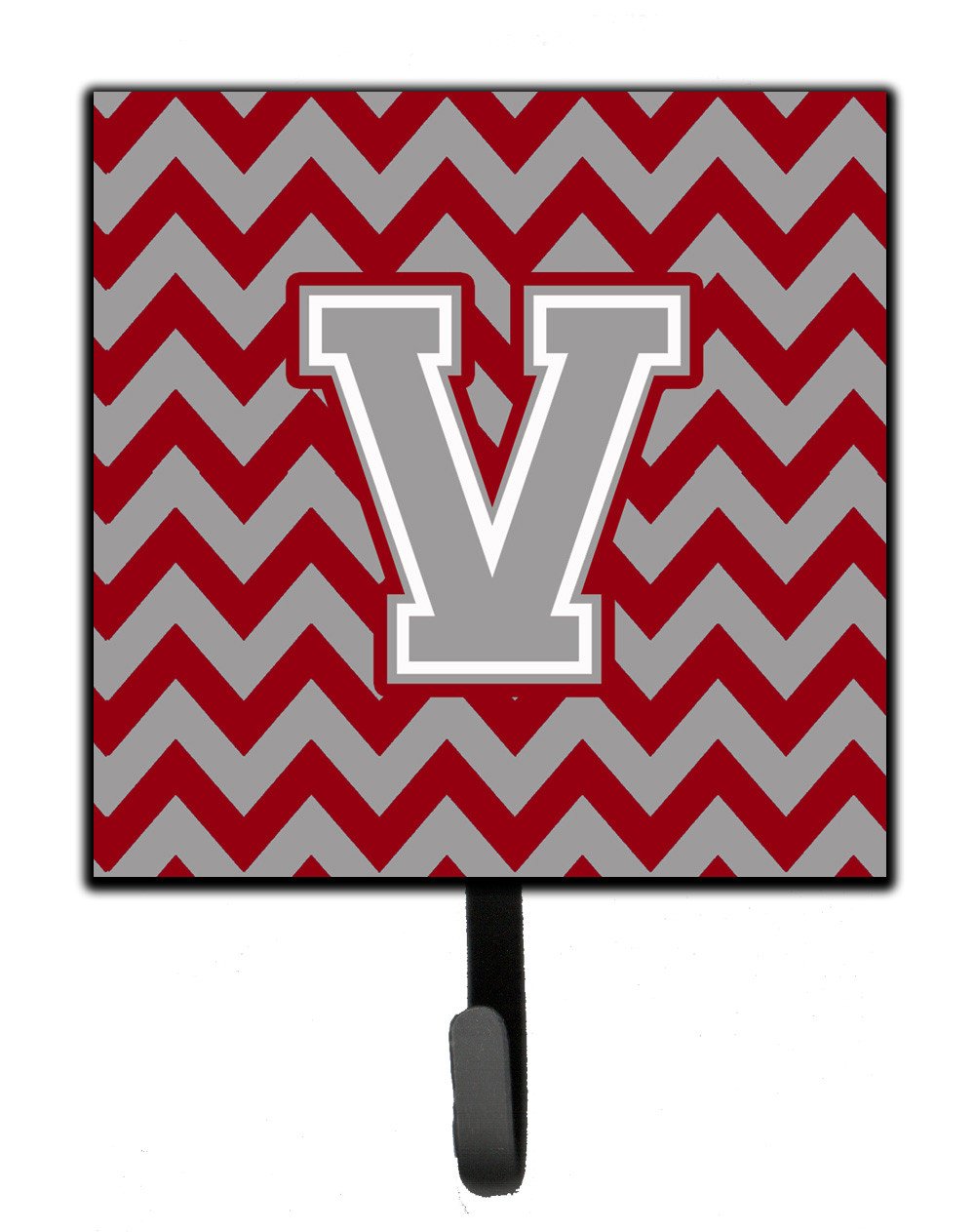 Letter V Chevron Crimson and Grey   Leash or Key Holder CJ1043-VSH4 by Caroline's Treasures