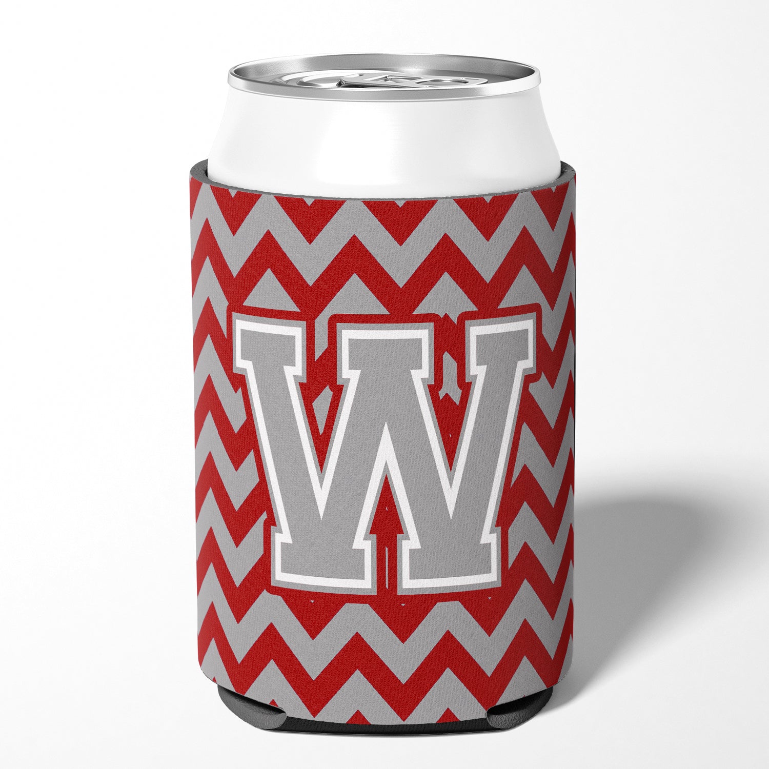 Letter W Chevron Crimson and Grey   Can or Bottle Hugger CJ1043-WCC.