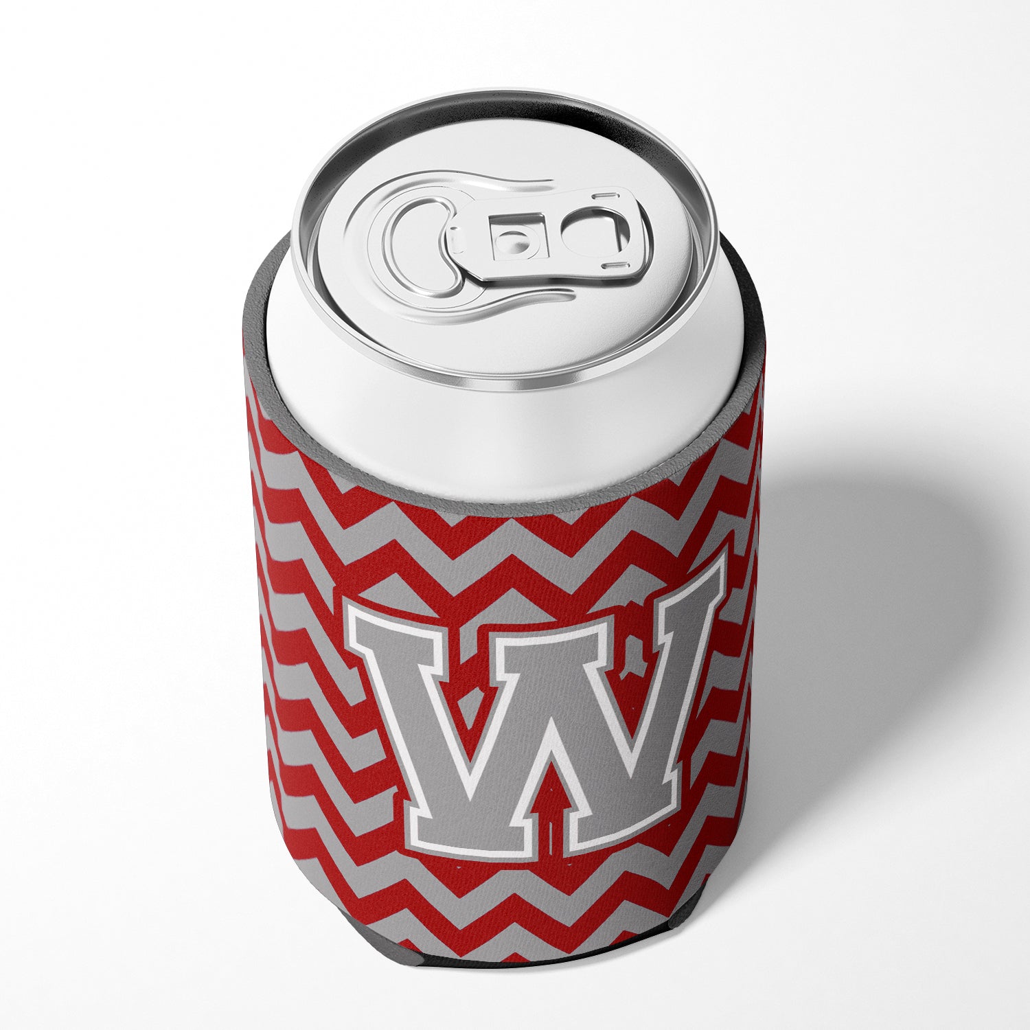 Letter W Chevron Crimson and Grey   Can or Bottle Hugger CJ1043-WCC.