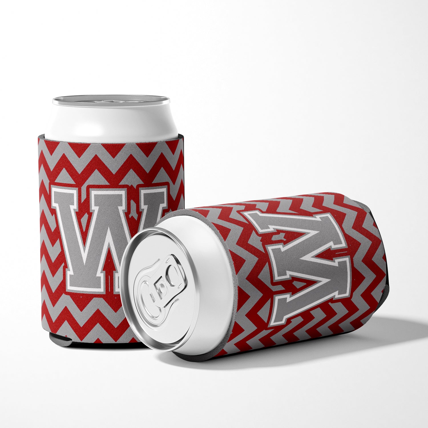 Letter W Chevron Crimson and Grey   Can or Bottle Hugger CJ1043-WCC.