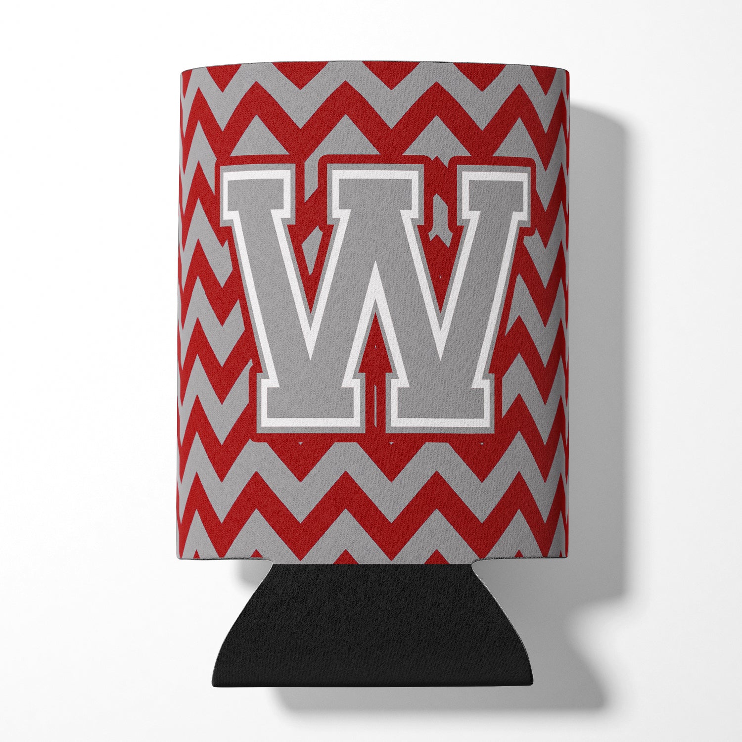 Letter W Chevron Crimson and Grey   Can or Bottle Hugger CJ1043-WCC.