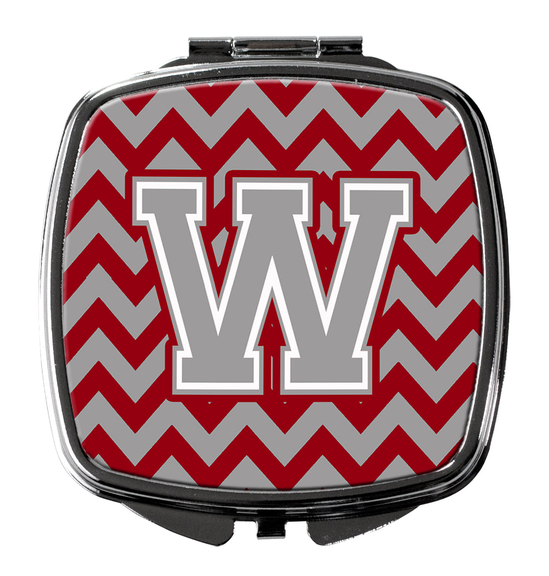 Letter W Chevron Crimson and Grey   Compact Mirror CJ1043-WSCM  the-store.com.