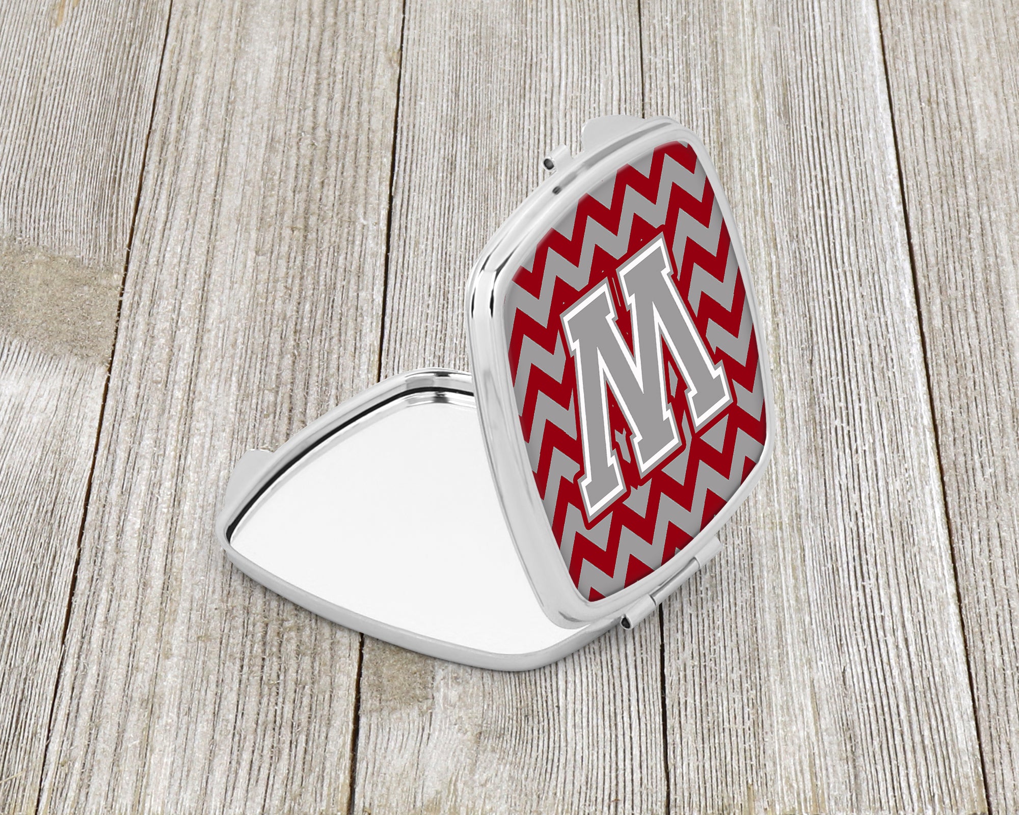 Letter W Chevron Crimson and Grey   Compact Mirror CJ1043-WSCM  the-store.com.