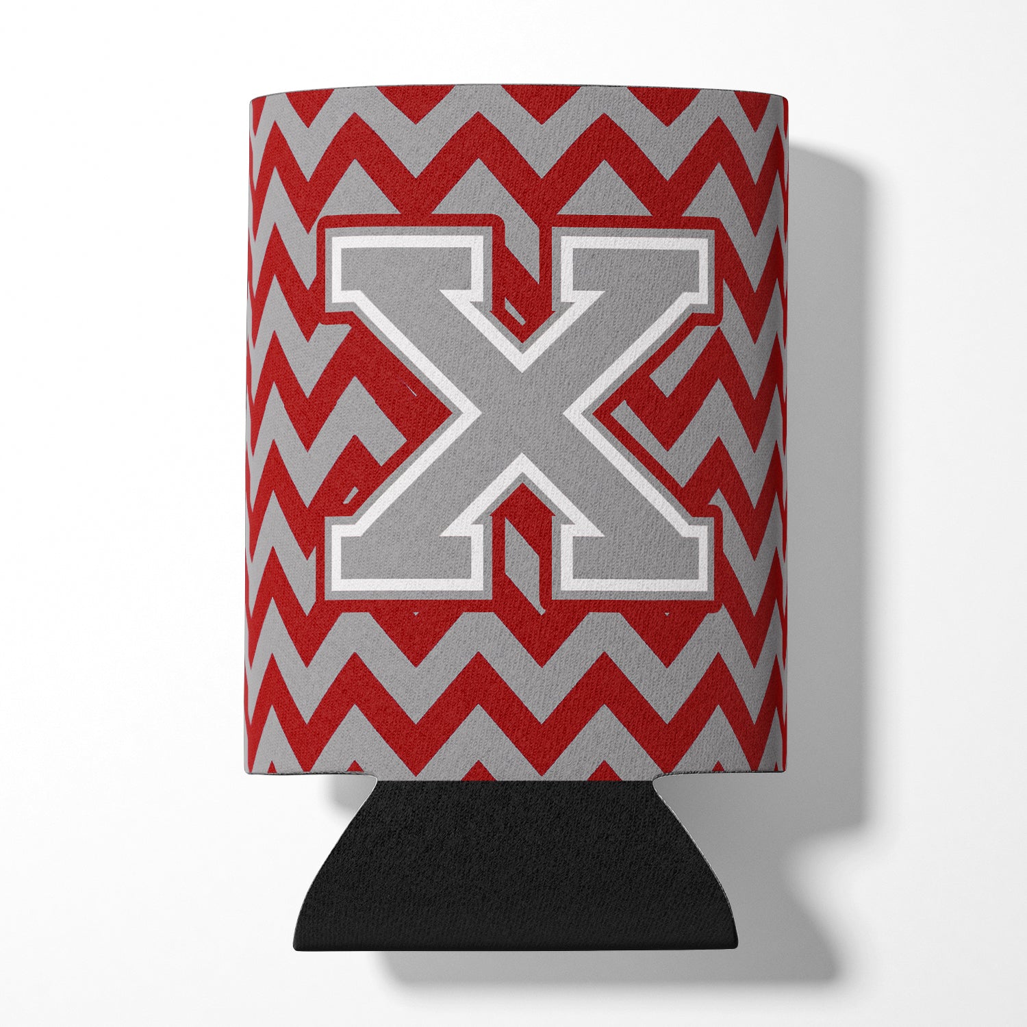 Letter X Chevron Crimson and Grey   Can or Bottle Hugger CJ1043-XCC.