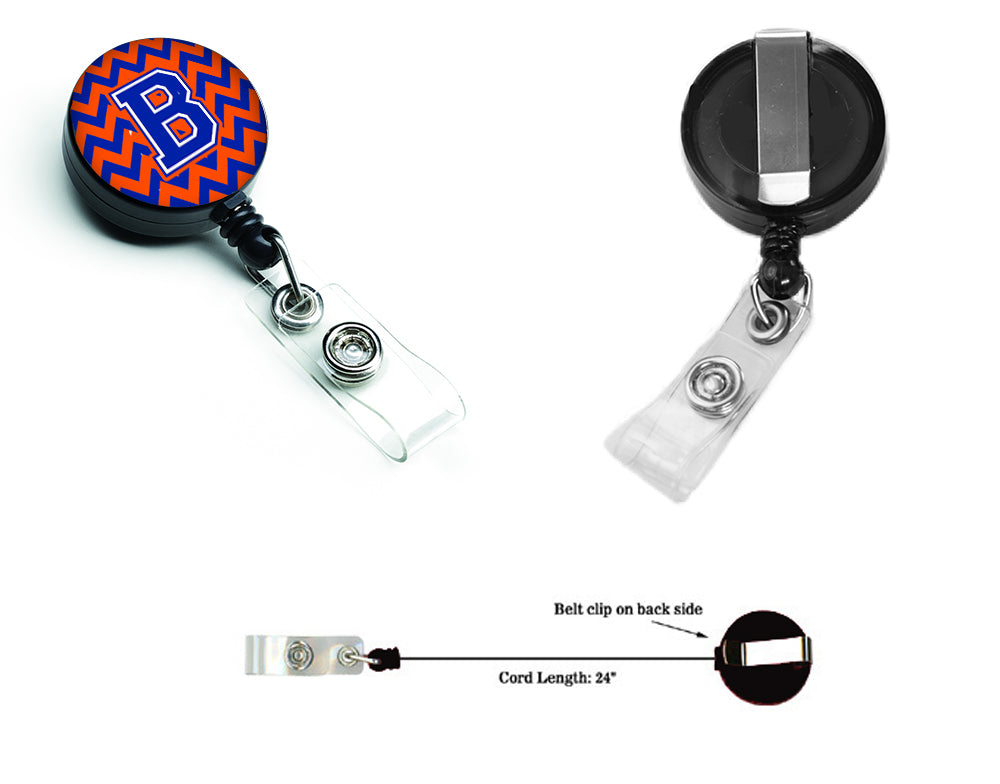 Letter B Chevron Orange and Blue Retractable Badge Reel CJ1044-BBR.