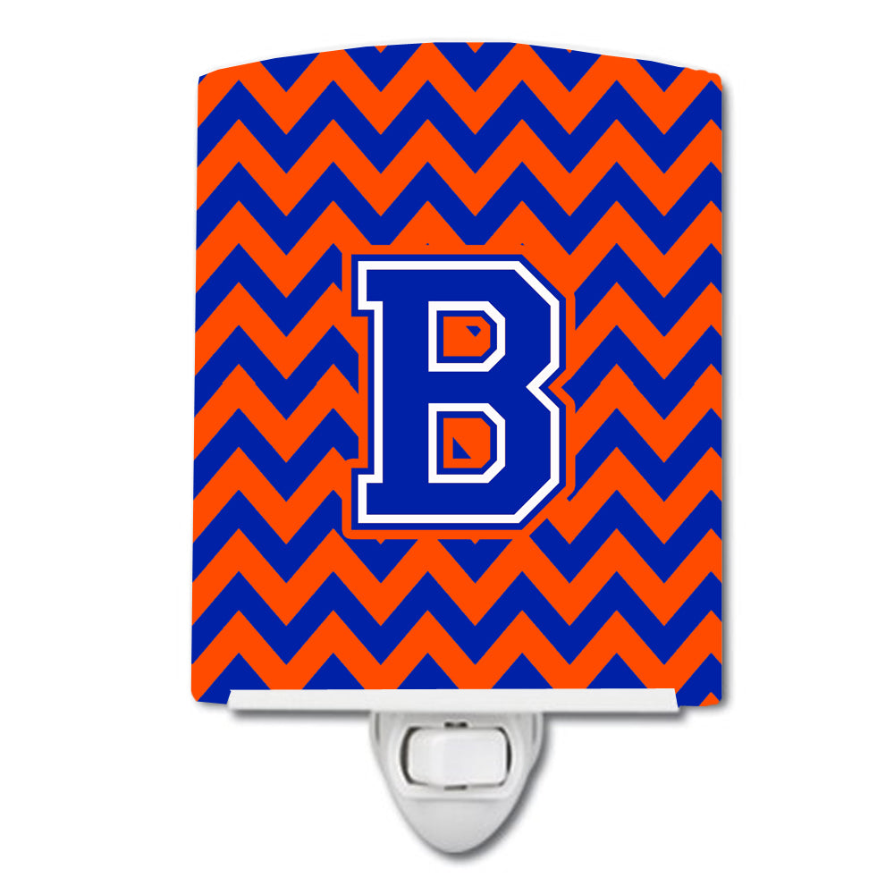 Letter B Chevron Orange and Blue Ceramic Night Light CJ1044-BCNL - the-store.com