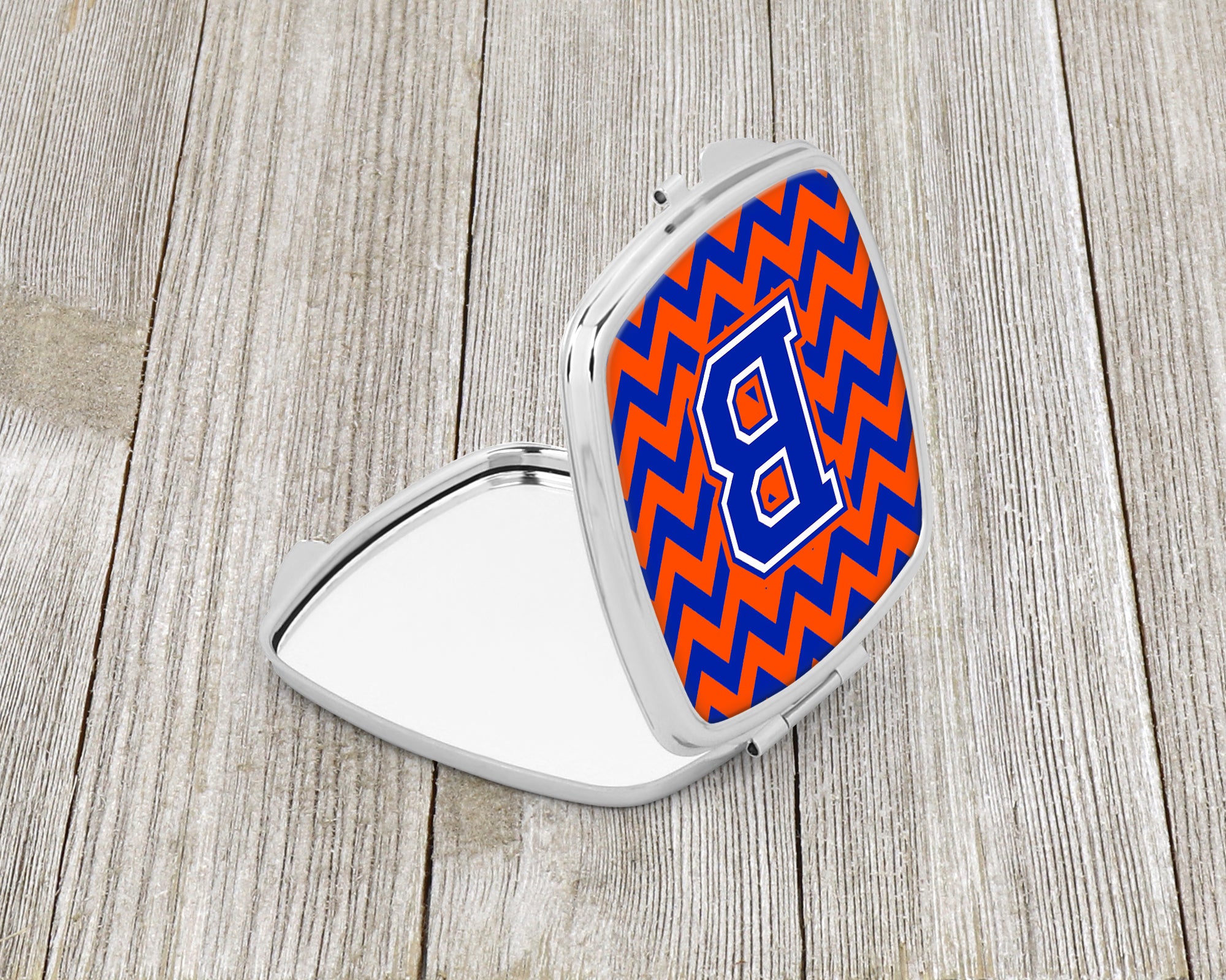 Letter B Chevron Orange and Blue Compact Mirror CJ1044-BSCM  the-store.com.