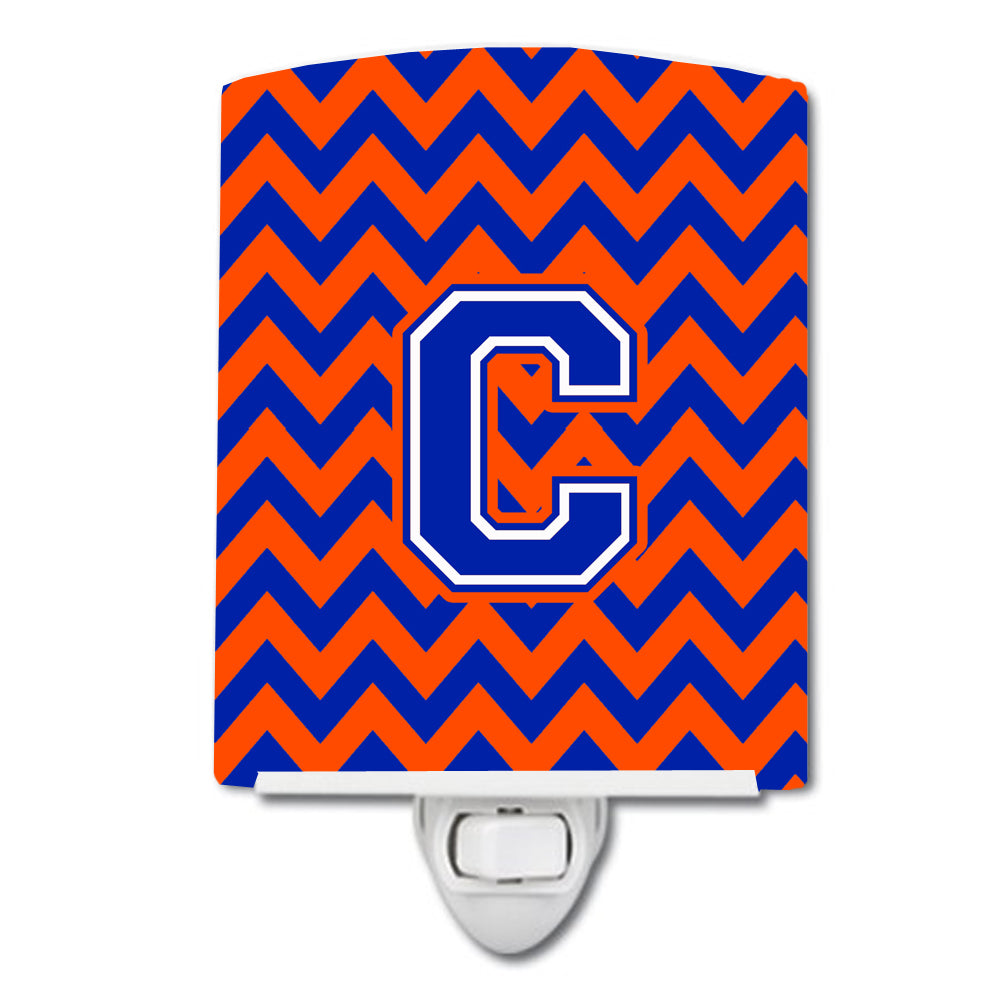 Letter C Chevron Orange and Blue Ceramic Night Light CJ1044-CCNL - the-store.com