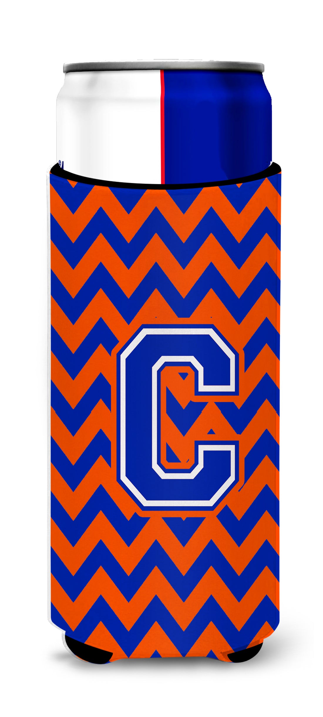 Letter C Chevron Orange and Blue Ultra Beverage Insulators for slim cans CJ1044-CMUK.