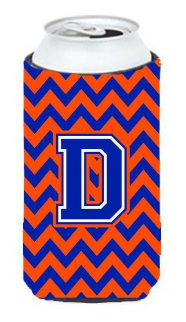 Letter D Chevron Orange and Blue Tall Boy Beverage Insulator Hugger CJ1044-DTBC by Caroline's Treasures