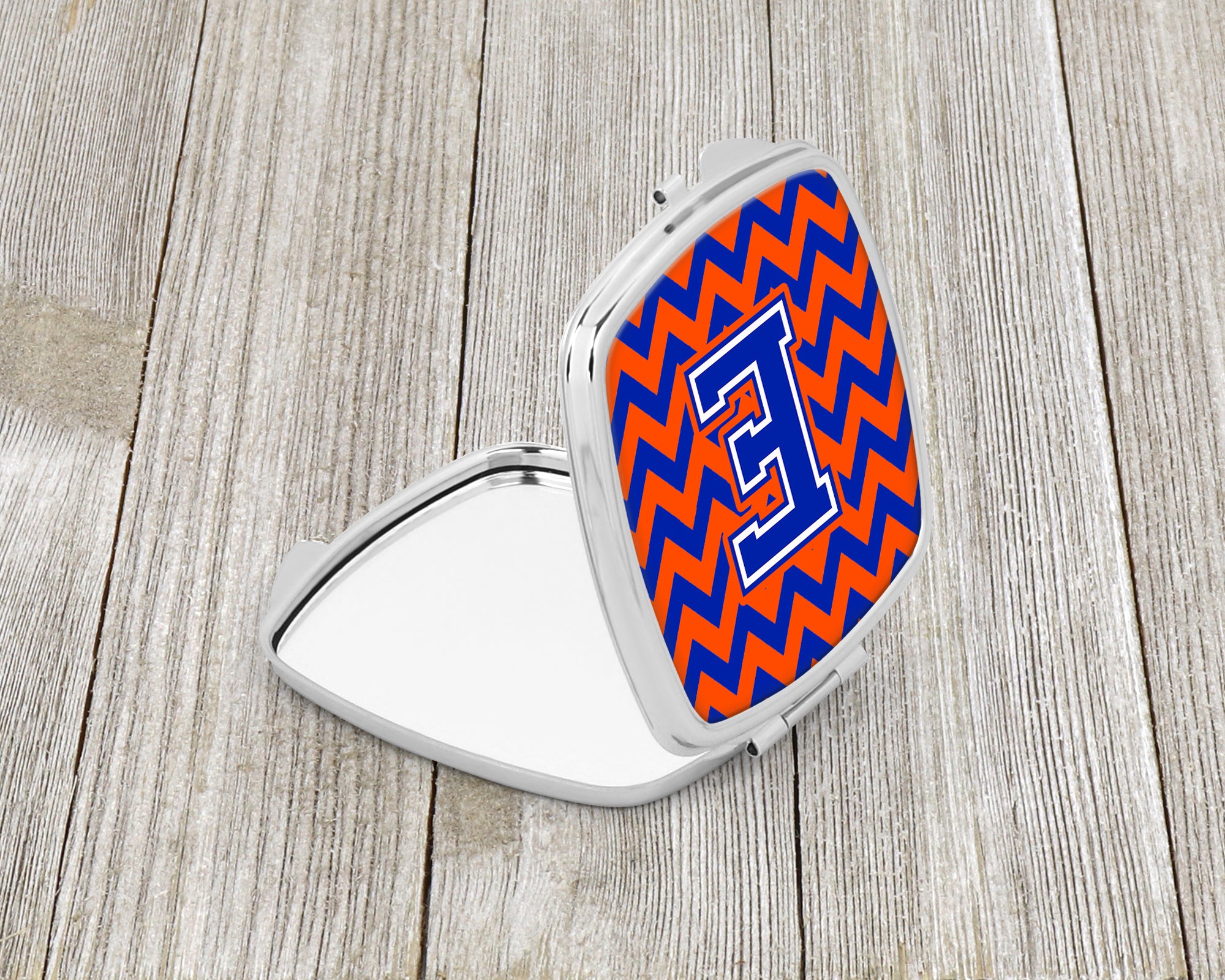 Letter E Chevron Orange and Blue Compact Mirror CJ1044-ESCM  the-store.com.