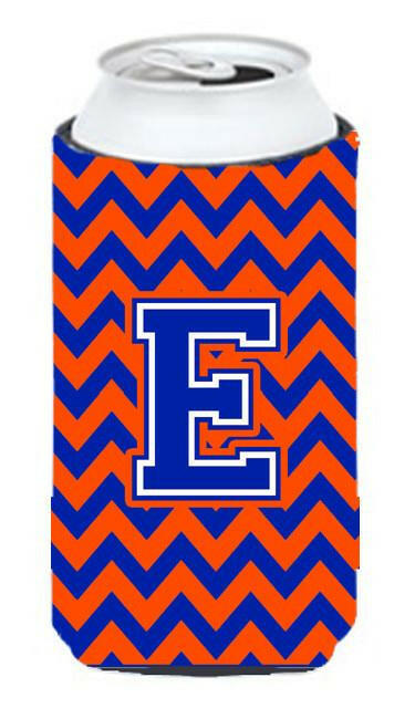 Letter E Chevron Orange and Blue Tall Boy Beverage Insulator Hugger CJ1044-ETBC by Caroline's Treasures