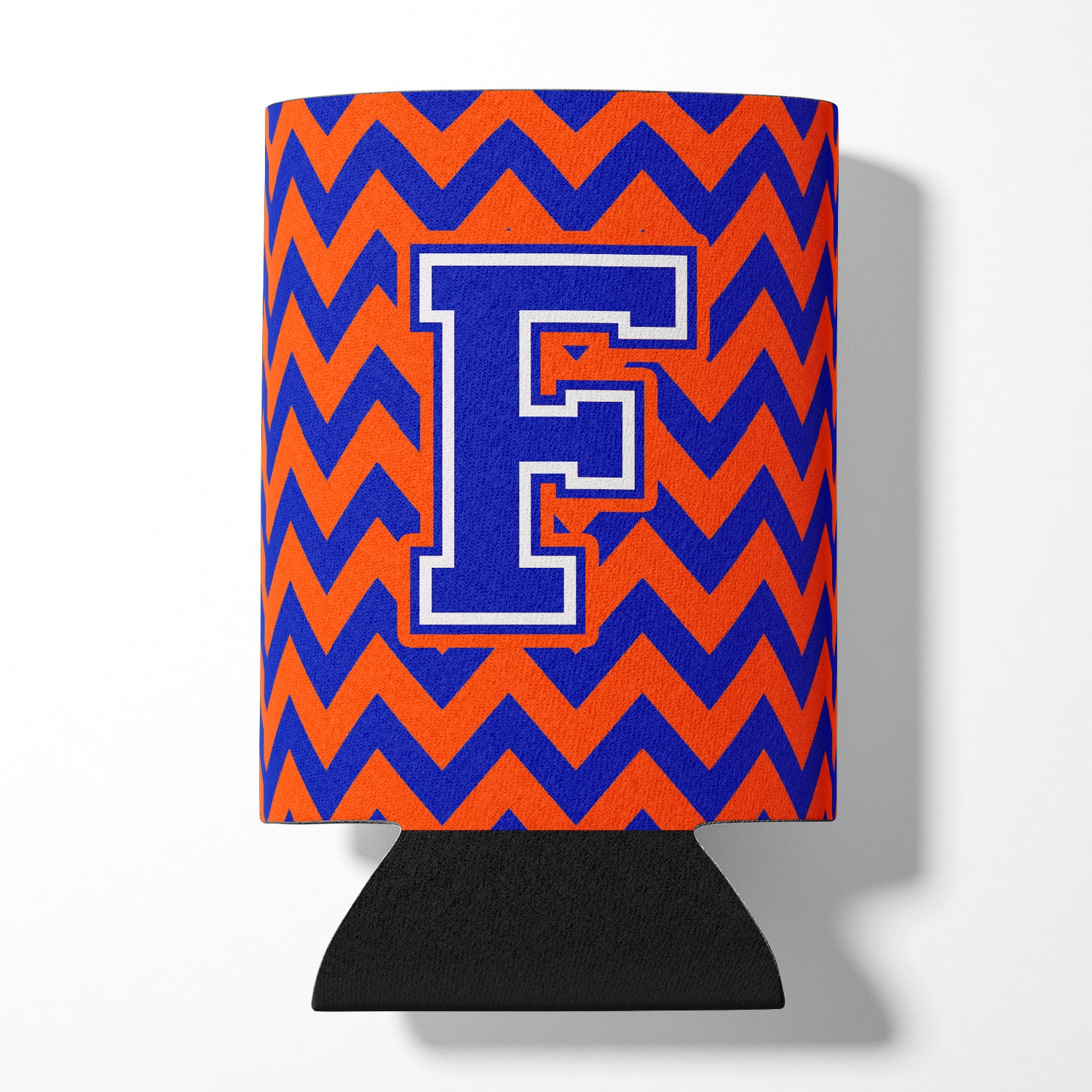 Letter F Chevron Orange and Blue Can or Bottle Hugger CJ1044-FCC.