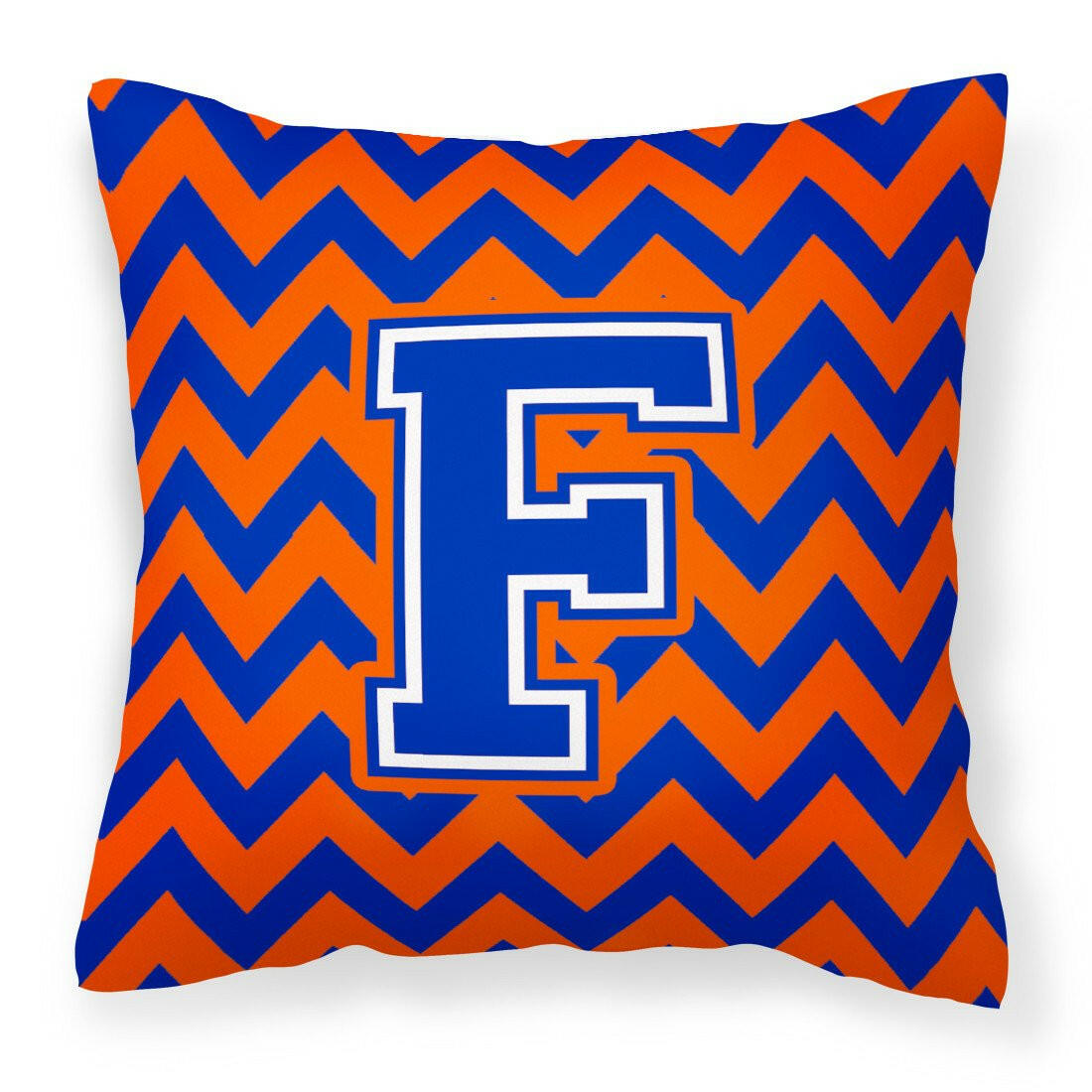 Letter F Chevron Orange and Blue Fabric Decorative Pillow CJ1044-FPW1414 - the-store.com