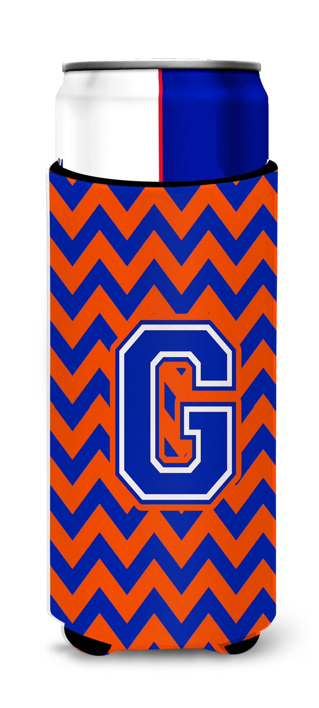 Letter G Chevron Orange and Blue Ultra Beverage Insulators for slim cans CJ1044-GMUK.