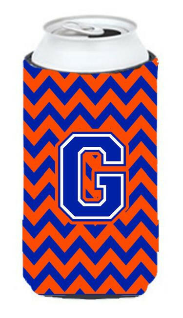 Letter G Chevron Orange and Blue Tall Boy Beverage Insulator Hugger CJ1044-GTBC by Caroline's Treasures