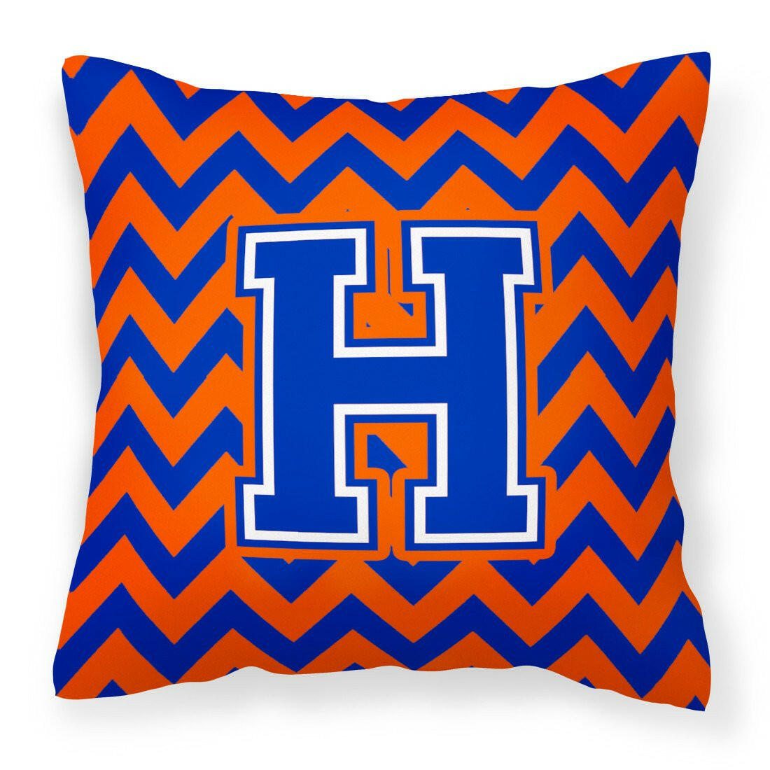 Letter H Chevron Orange and Blue Fabric Decorative Pillow CJ1044-HPW1414 - the-store.com