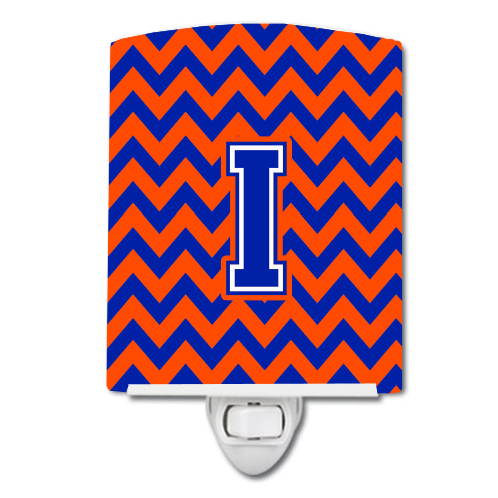 Letter I Chevron Orange and Blue Ceramic Night Light CJ1044-ICNL - the-store.com