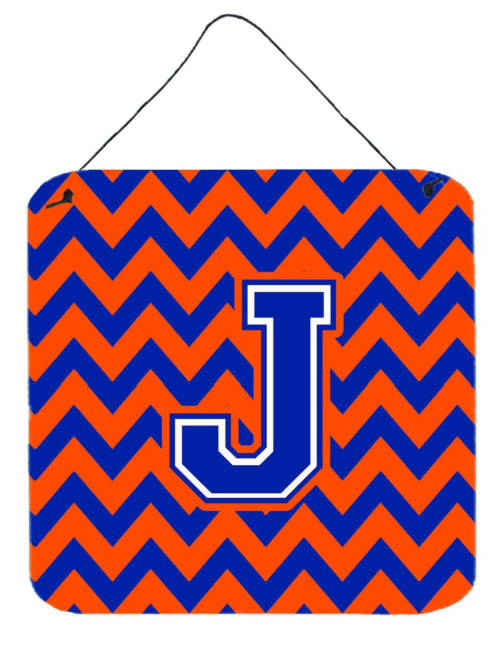 Letter J Chevron Orange and Blue Wall or Door Hanging Prints CJ1044-JDS66 by Caroline's Treasures