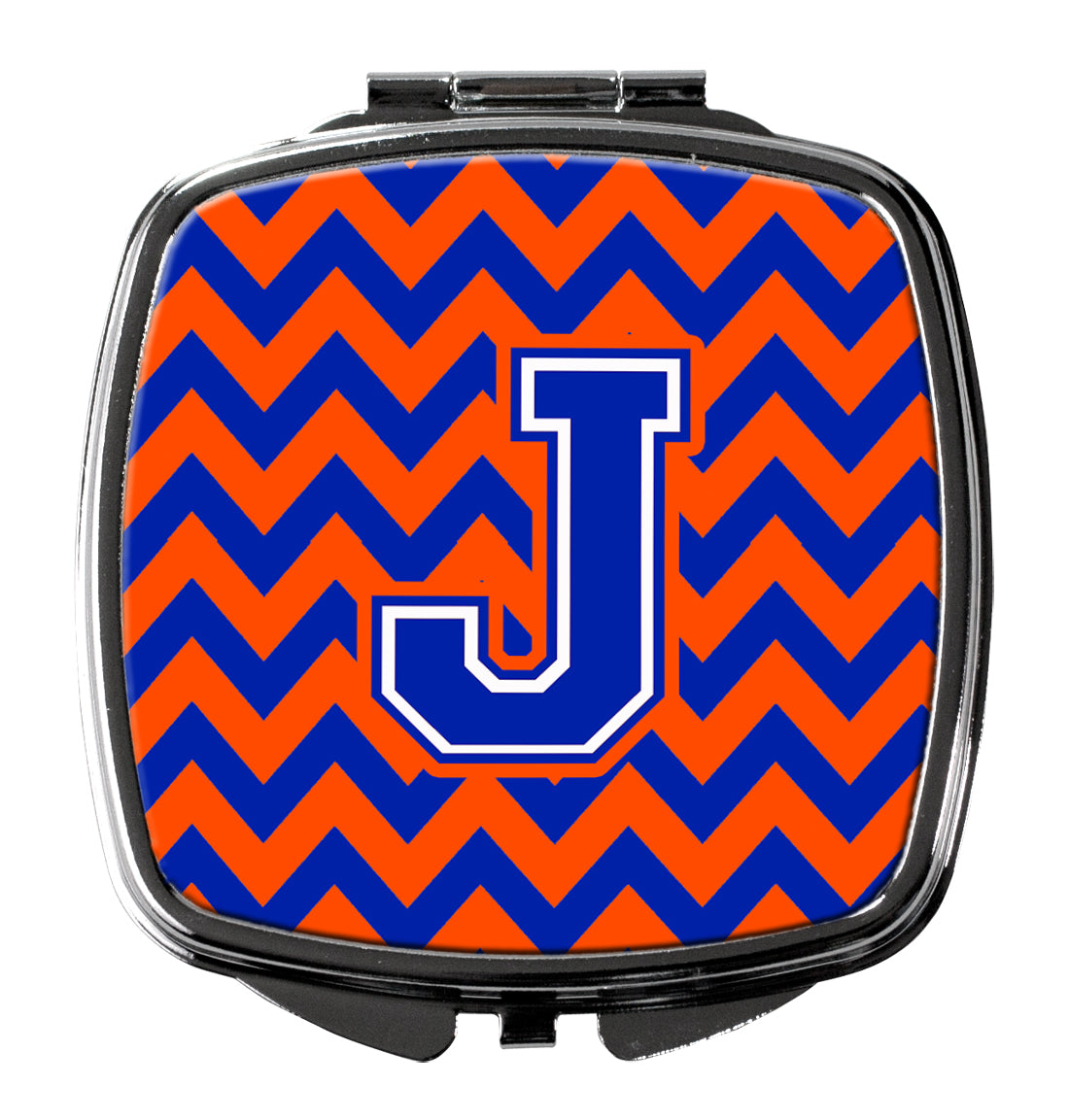 Letter J Chevron Orange and Blue Compact Mirror CJ1044-JSCM  the-store.com.