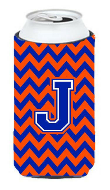 Letter J Chevron Orange and Blue Tall Boy Beverage Insulator Hugger CJ1044-JTBC by Caroline's Treasures