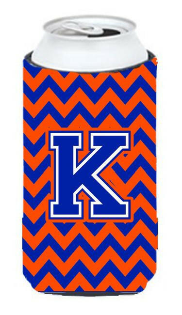 Letter K Chevron Orange and Blue Tall Boy Beverage Insulator Hugger CJ1044-KTBC by Caroline&#39;s Treasures