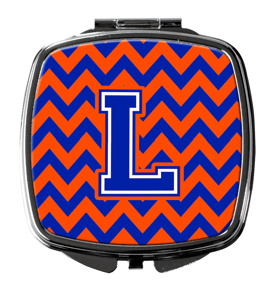 Letter L Chevron Orange and Blue Compact Mirror CJ1044-LSCM  the-store.com.