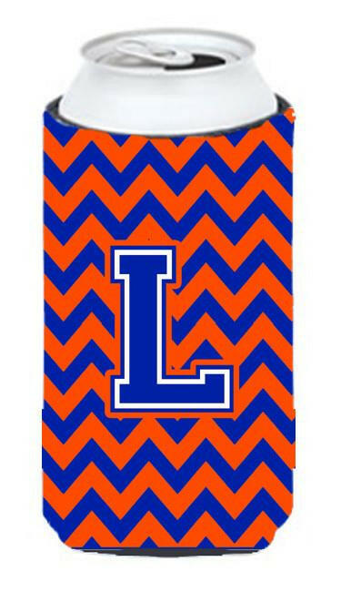 Letter L Chevron Orange and Blue Tall Boy Beverage Insulator Hugger CJ1044-LTBC by Caroline's Treasures